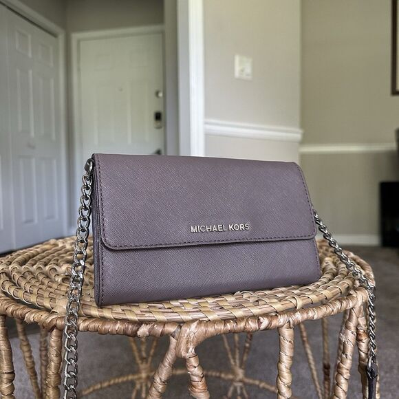Michael Kors DANIELA Cinder 'Brown' SAFFIANO LEATHER CROSSBODY BAG 6 Card slots - Picture 1 of 11